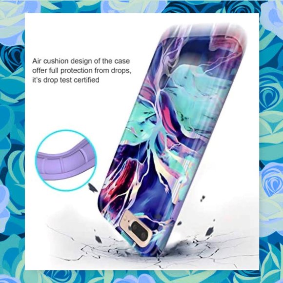 IPhone 8 Plus Holographic Purple Marble Case with Matching Phone Ring Holder - Picture 5 of 12